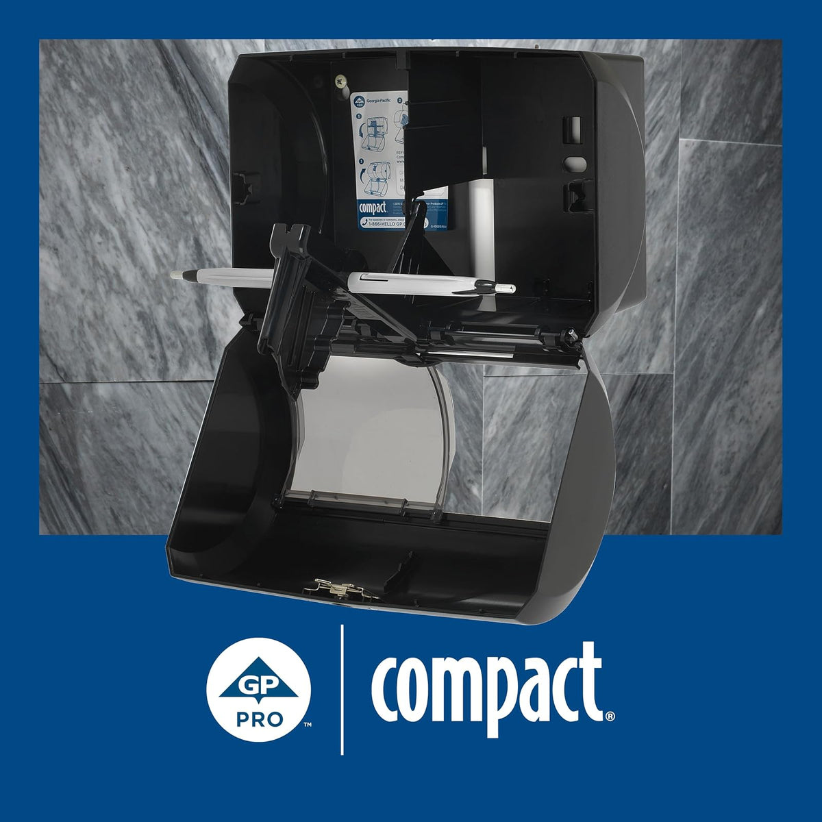 Georgia-Pacific Compact Side-by-Side Double Roll Toilet Paper Dispenser, 56784A, Black