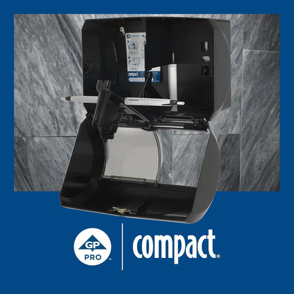 Georgia-Pacific Compact Side-by-Side Double Roll Toilet Paper Dispenser, 56784A, Black