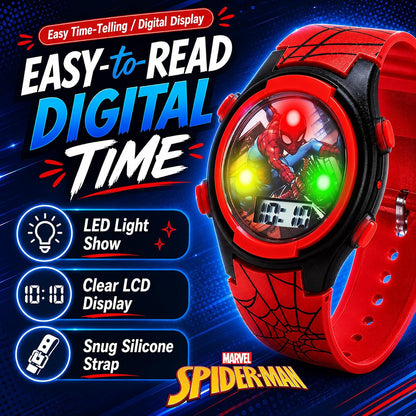 Accutime Kids Marvel Spider-Man Digital Quartz Plastic Watch for Boys & Girls with LCD Display