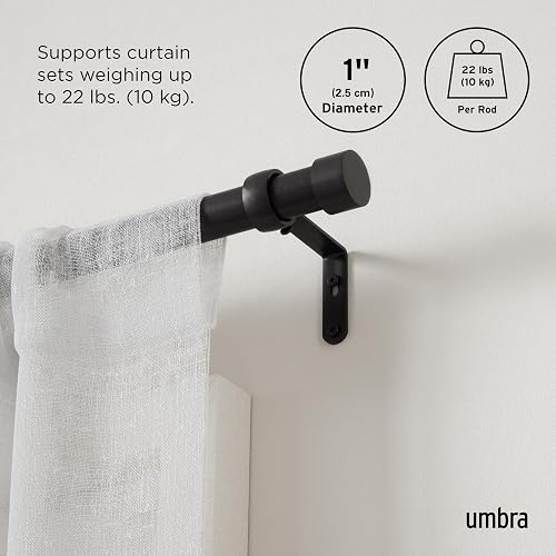 Umbra 245973-111-REM - Cortinero simple ajustable Cappa, Negro