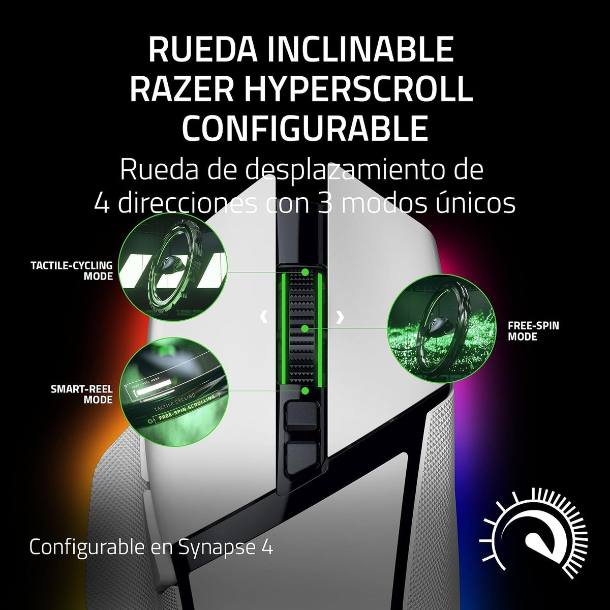 Razer Basilisk V3 Pro 35K Ratón inalámbrico para Juegos: Rueda de inclinación HyperScroll - Sensor óptico de 35K dpi Gen 2-13 Controles Personalizables - RGB - interruptores ópticos Gen 3 - Blanco