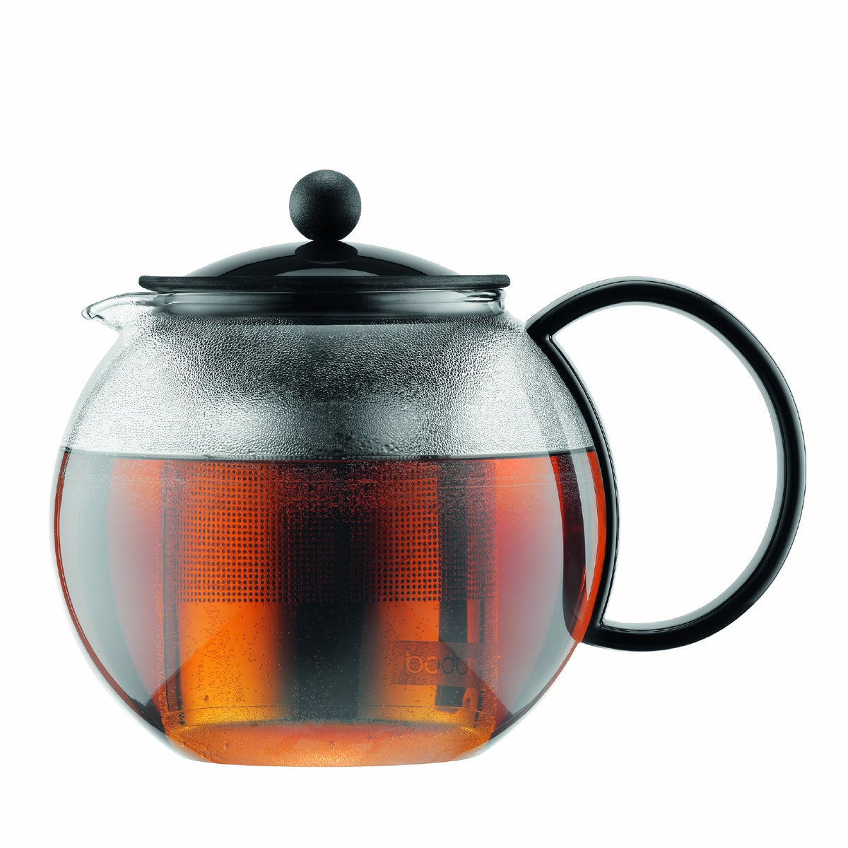 Bodum Assam - Tetera de Vidrio con Filtro de Acero Inoxidable, Negro, 963 ml, 1
