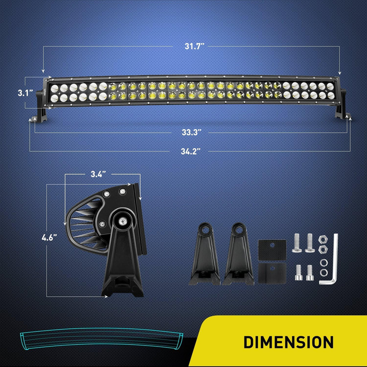 Nilight ZH410 Barra Luz LED Curvada 32" 180W Combo Luces Conducción Todoterreno + Kit Arnés Cableado 16 AWG Negro 2 Años Garantía