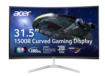 acer Monitor Gamer Nitro ED0 31.5" Curvo FHD (1920 x 1080) Panel VA | frecuencia de actualización 165Hz (por DisplayPort) | Tiempo de Respuesta 1ms (VRB) | Puertos HDMI y DisplayPort