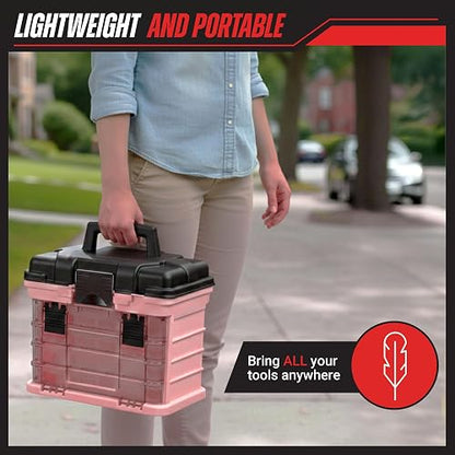 Stalwart - 75-STO3183 Parts & Crafts Caja de herramientas estilo estante con 4 organizadores, rosa