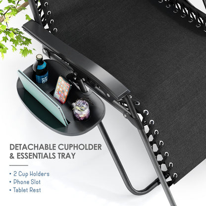 Nestl - Juego de 2 sillas de Gravedad Cero, sillas de Patio al Aire última intervensión con Almohadas y bandejas de Soporte para Tazas, Silla de Campamento reclinable de Malla de Acero Ajustable