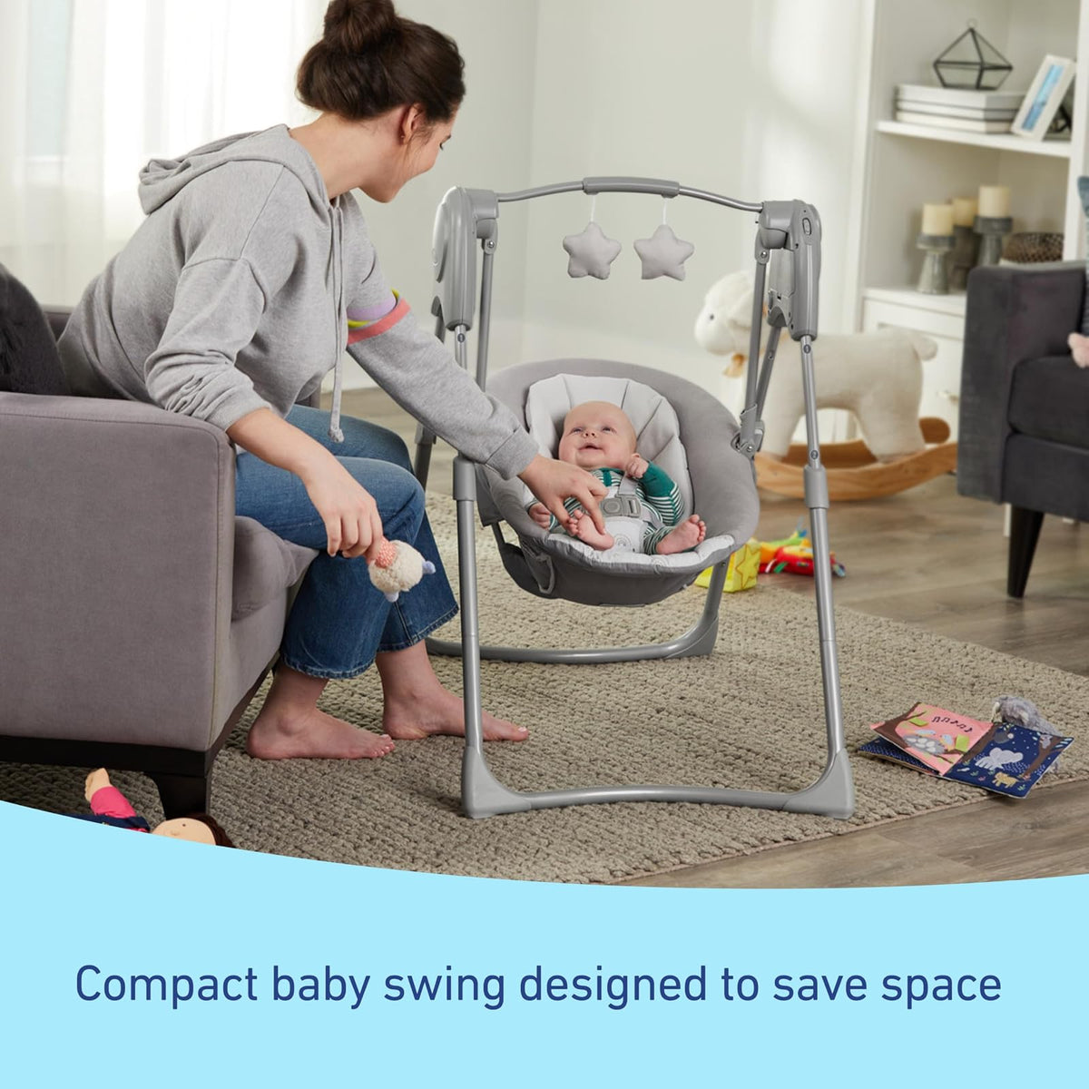 Graco® Slim Spaces™ Columpio Compacto para bebé, Reign