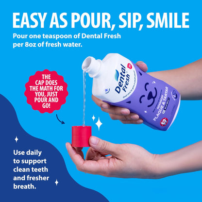 Dental Fresh Advanced Plaque and Tartar Water Additive, 32oz – Dog Teeth Cleaning Formula to Freshen Breath and Improve Overall Oral Health