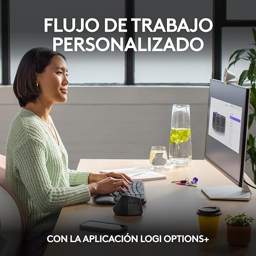 Logitech Wave Keys, Teclado ergonómico inalámbrico con reposamanos Acolchado, Escritura Confortable y Natural, Easy-Switch, Bluetooth, Logi Bolt, multisistema, Windows/Mac - Grafito
