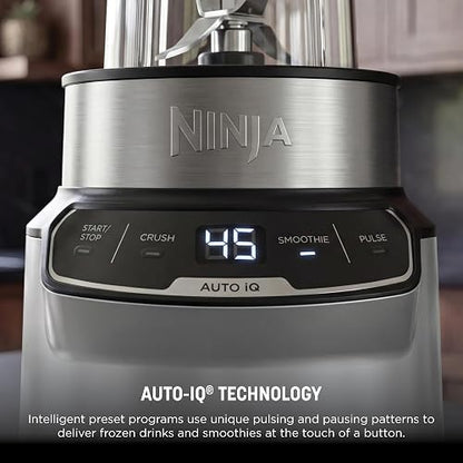 Ninja Nutri-Blender Pro 1000W 2 Auto-iQ Pro Extractor Plata BN401 | Pro Extractor Blades Extrae más Nutrientes | 2 Auto-iQ | Boquilla sin Derrames | Recetario Incluido