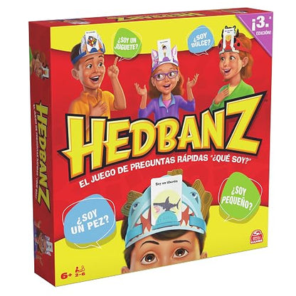 Spin Master Games, Hedbanz 3.ª edición 2025, Juego de adivinar imágenes, Preguntas rápidas y diversión a Toda Velocidad, Juego Sencillo para niños y familias, 2–6 Jugadores, a Partir de 6 años
