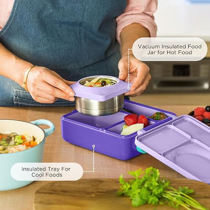 OmieBox Bento - Fiambrera con termos aislados para niños, Púrpura, ciruela, Purple Plum, 1