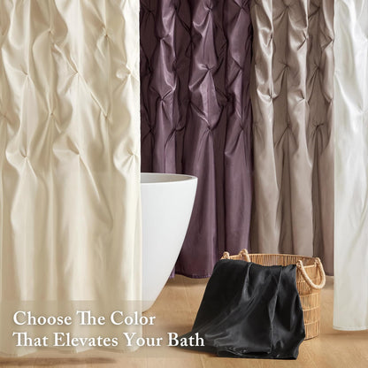 Madison Park Laurel - Cortina de Ducha Negra para baño, 72 x 72 Pulgadas