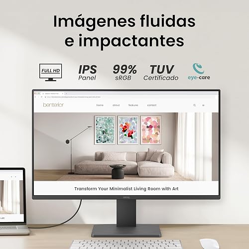 BenQ Monitor GW2491 23.8” 1080p FHD 100Hz IPS HDMI DP Tecnologías para el Cuidado de la Vista Bisel Ultra Delgado Software Eye-Care U