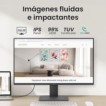 BenQ Monitor GW2491 23.8” 1080p FHD 100Hz IPS HDMI DP Tecnologías para el Cuidado de la Vista Bisel Ultra Delgado Software Eye-Care U