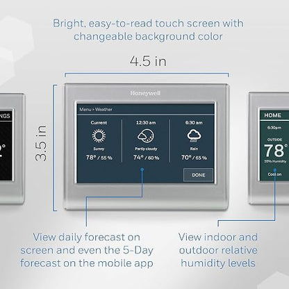 Termostato Wi-Fi Smart Color programable 7 días Honeywell Home | RTH9585WF1004 programable para 7 días, visualización táctil, Energy Star, Alexa Ready