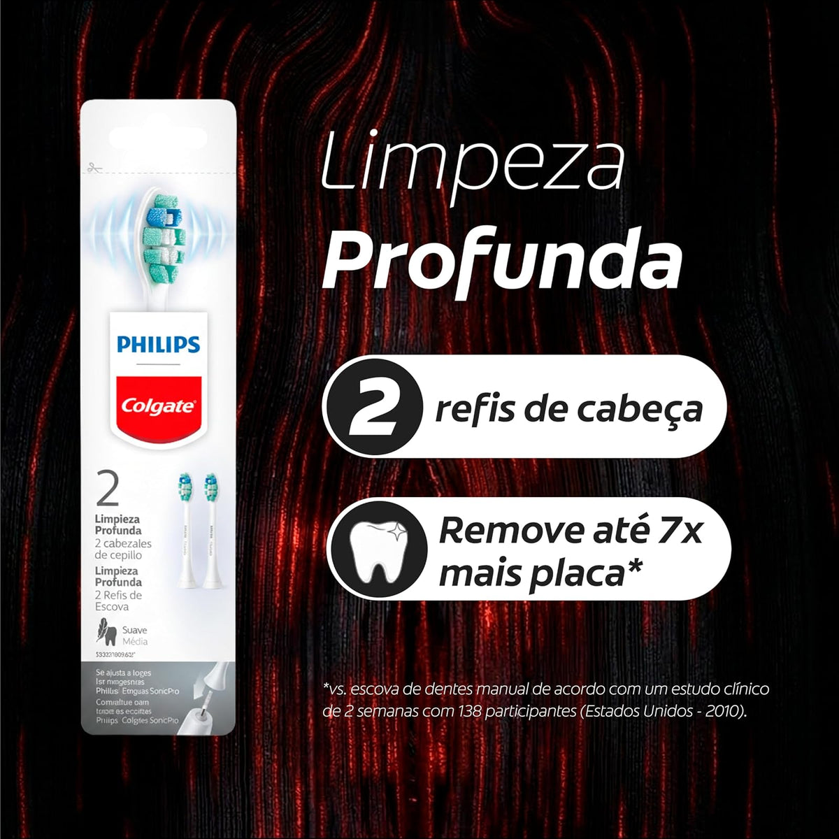Philips Colgate Repuesto Cepillo Eléctrico SonricPro 2 piezas | Remueve 7 veces Más Placa que un Cepillo Manual, Cerdas Suaves de Alta Calidad, Llega a Lugares Difíciles de Alcanzar