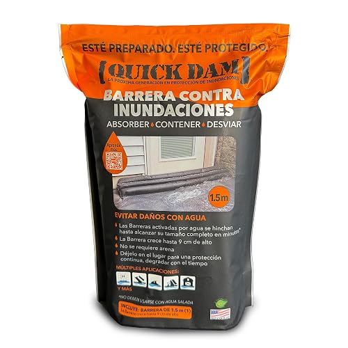 Barrera de inundación activada por agua Quick Dam QD65-1, 1 unidad, 5-ft, Negro