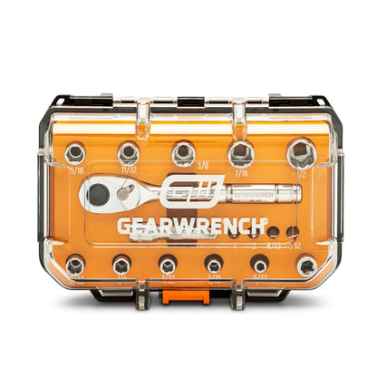 GEARWRENCH - Juego de herramientas mecánicas Dr 72T SAE de 17 piezas de 0.25 pulgadas | GWSWS14SAE17