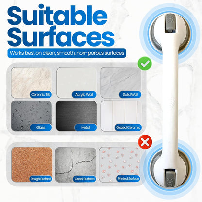 Safe-er-Grip - Barra de apoyo para ducha, 17 pulgadas | La barra de agarre de ventosa Safe-er-Grip de 16 pulgadas ofrece asistencia de equilibrio temporal en bañeras y duchas; se