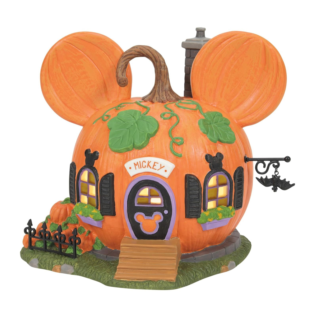 Department 56 Disney Village Halloween Mickey Mouse Pumpkintown House Lit Building, 5.83 Pulgadas, Multicolor