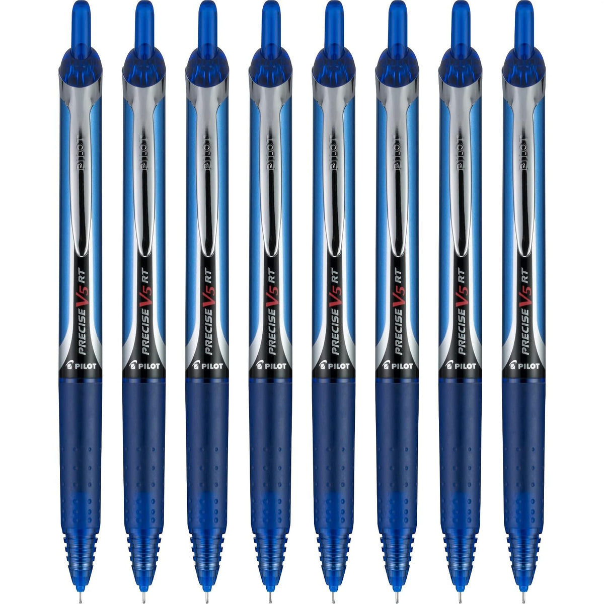 PILOT Precise V5 RT Rollerball Bolígrafos, azul, paquete de 8