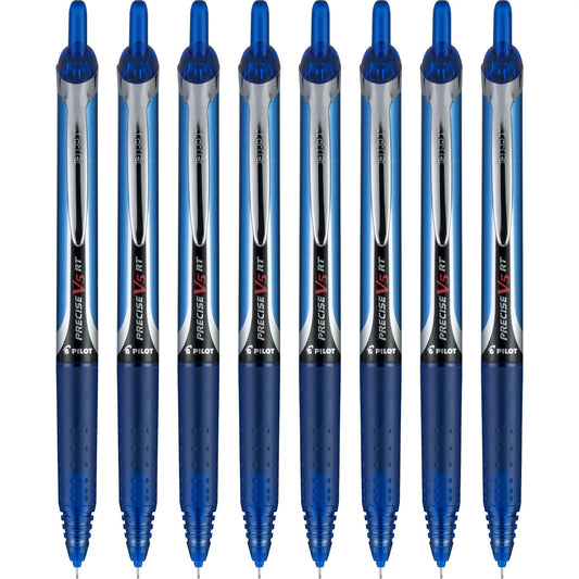 PILOT Precise V5 RT Rollerball Bolígrafos, azul, paquete de 8