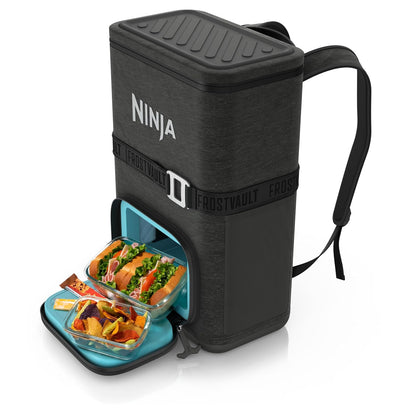 Ninja FrostVault Go - Enfriador Suave para latas de 24/36, a Prueba de Fugas, Soporte Integrado para Tazas, 2 Paquetes de Hielo y cajón de Almacenamiento en seco, Aislamiento de poliéster, Senderismo - Gris oscuro - 24 latas