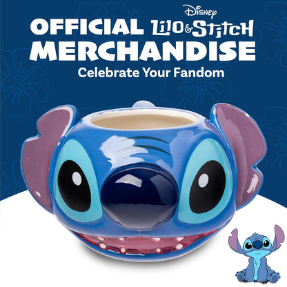 Silver Buffalo Disney Lilo and Stitch - Taza esculpida 3D de cerámica con puntadas, 24 onzas