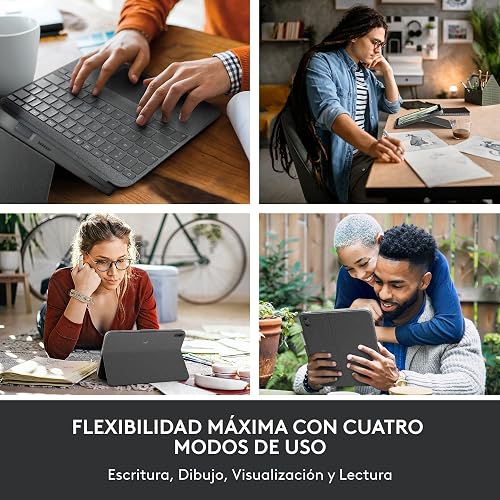 Logitech Combo Touch Funda con Teclado extraíble para iPad 10.° generación con trackpad preciso y Grande, Teclado retroiluminado y tecnología Smart Connector - Gris