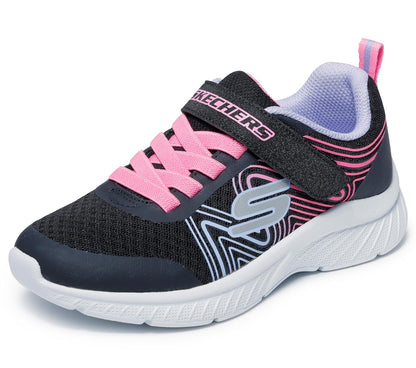 Skechers Microspec Plus Tenis con Cordón Elástico para Niña - niños pequeños (4-8 años) - 20.0 cm - Negro - Multi