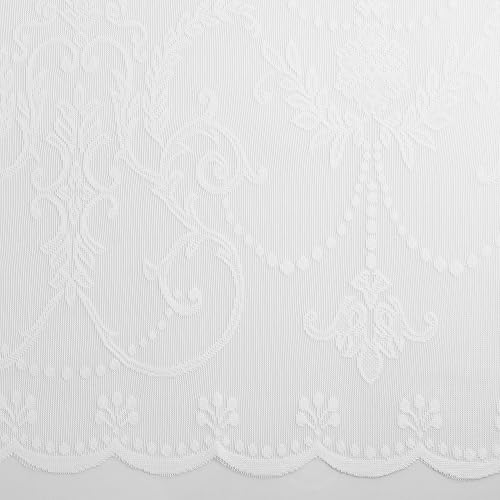 No. 918 Ariella - Panel de Cortina con Bolsillo para Barra de Encaje Floral, 58 x 63 Pulgadas, Color Blanco