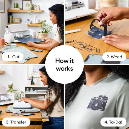 Cricut 3-D Iron On - Muestreador de 5 pies, hojas de 12 x 12 pulgadas (5 unidades) - Vinilo de transferencia de calor HTV