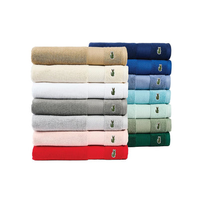 Lacoste Heritage Supima - Paño de Lavado de algodón, Verde cocodrilo, 13 x 13 Pulgadas