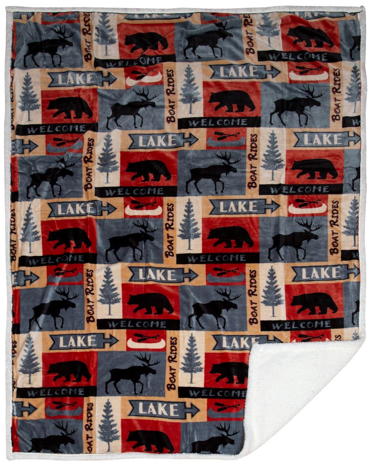 Carstens, Inc. Manta de Gran tamaño de Forro Polar Sherpa de Felpa súper Suave de Alta Calidad, 54 x 68 Pulgadas, Lake House