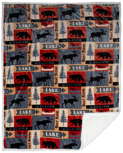 Carstens, Inc. Manta de Gran tamaño de Forro Polar Sherpa de Felpa súper Suave de Alta Calidad, 54 x 68 Pulgadas, Lake House