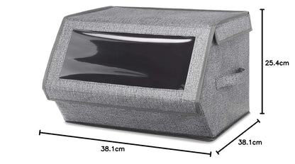 Whitmor - Caja de Almacenamiento apilable con Ventanas, Gris Sombreado, 1