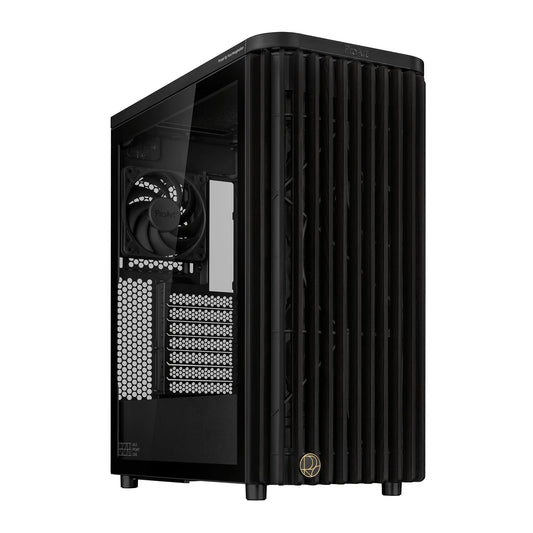 ASUS Gabinete ProArt PA401 Wood Edition ATX, Vidrio Templado, Negro | Gabinete ATX con frontal de madera certificada FSC®, vidrio templado, 3 ventiladores PWM y USB-C frontal.