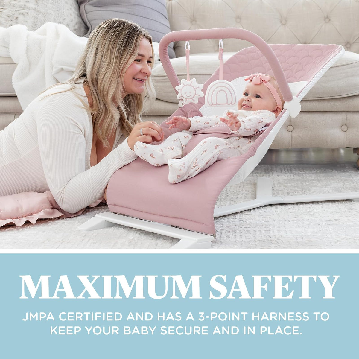 Baby Delight Alpine Deluxe - Gorila portátil para bebé, 0-6 meses, tela de algodón orgánico 100% certificado GOTS, rosa orgánica