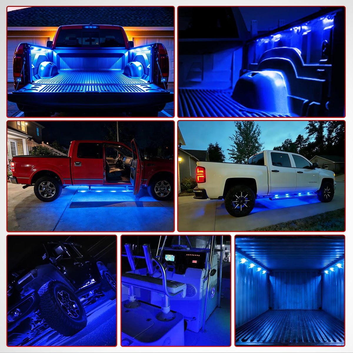Nilight - Juego de 8 Luces de Cama de camioneta, 24 LED, Color Azul, con Interruptor para Furgoneta, Todoterreno, Debajo de la Carretera, Marcador Lateral del Automóvil, riel de pozos