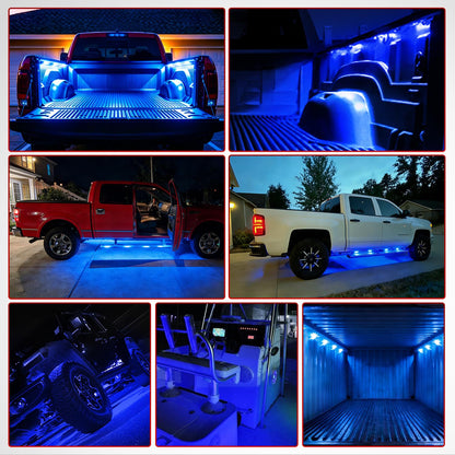 Nilight - Juego de 8 Luces de Cama de camioneta, 24 LED, Color Azul, con Interruptor para Furgoneta, Todoterreno, Debajo de la Carretera, Marcador Lateral del Automóvil, riel de pozos