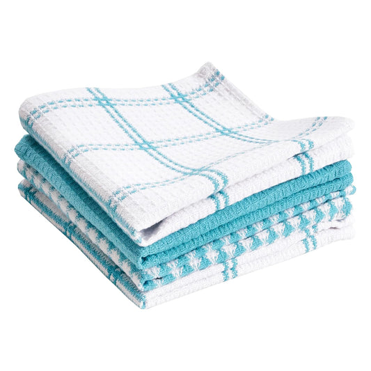 T-Fal Textiles - Juego de 4 paños de algodón para Cocina, diseño wafle Plano, Breeze, Brisa, Paquete de 4, 1