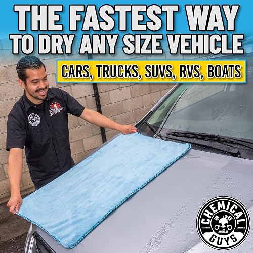 Chemical Guys Woolly Mammoth Toalla de Microfibra para Secadora (36" x 25") Automóviles,Camiones, Todoterrenos, Autocaravanas, Hogar, Mascotas, Suciedad, Azul