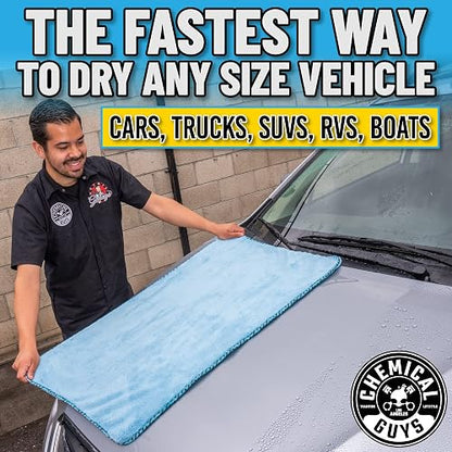 Chemical Guys Woolly Mammoth Toalla de Microfibra para Secadora (36" x 25") Automóviles,Camiones, Todoterrenos, Autocaravanas, Hogar, Mascotas, Suciedad, Azul