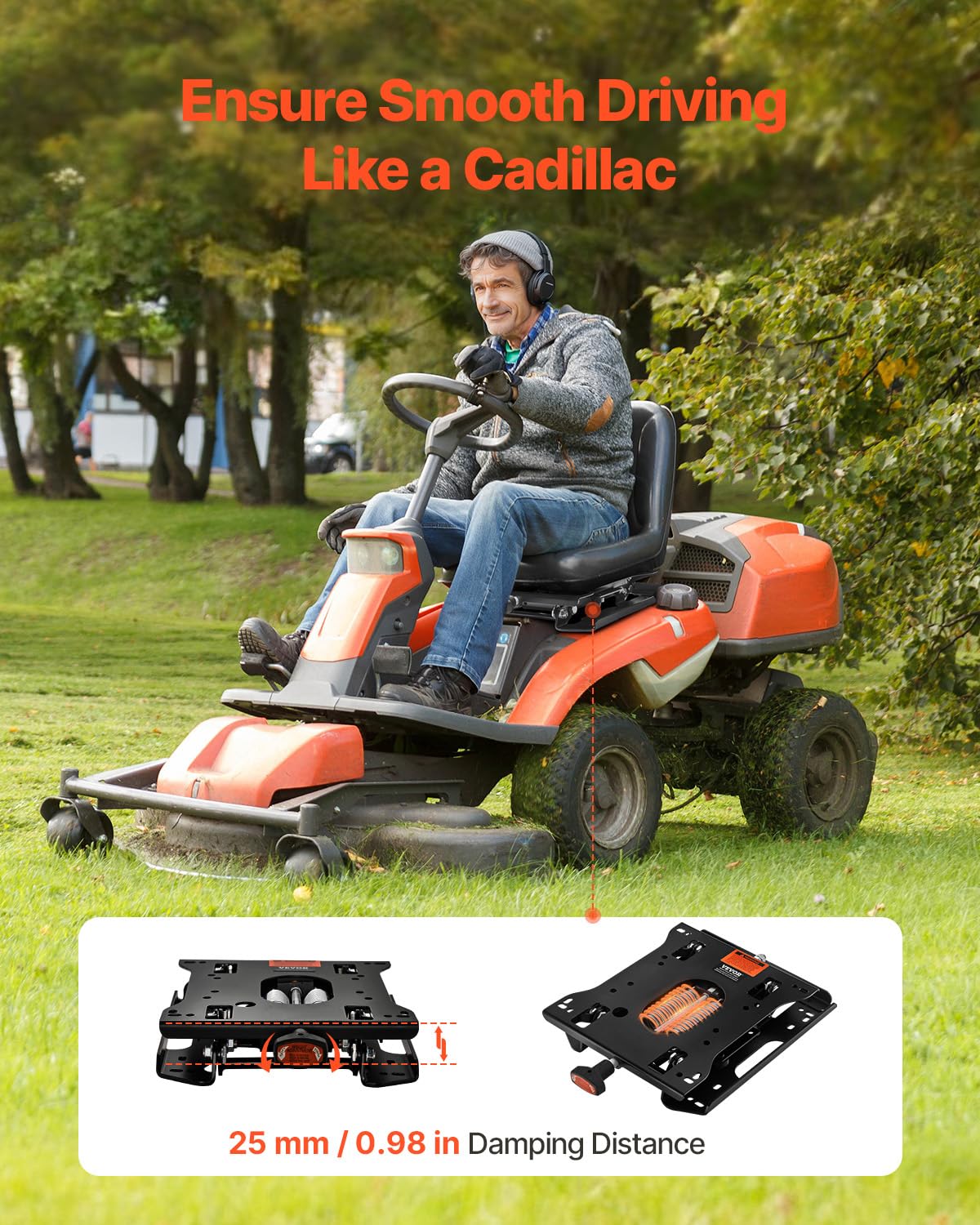 VEVOR - Kit de suspensión de asiento sin pista deslizante de asiento, suspensión de asiento universal para cortacésped de giro cero, kit de suspensión de asiento de tractor ajustable compatible con