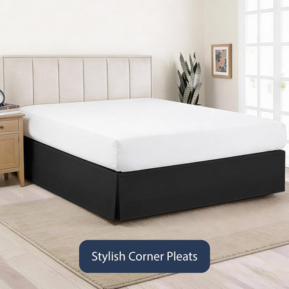 Lux Hotel FRE23614BLAC03 Falda para Cama de Microfibra Básica de 35.56 cm, queen, negro
