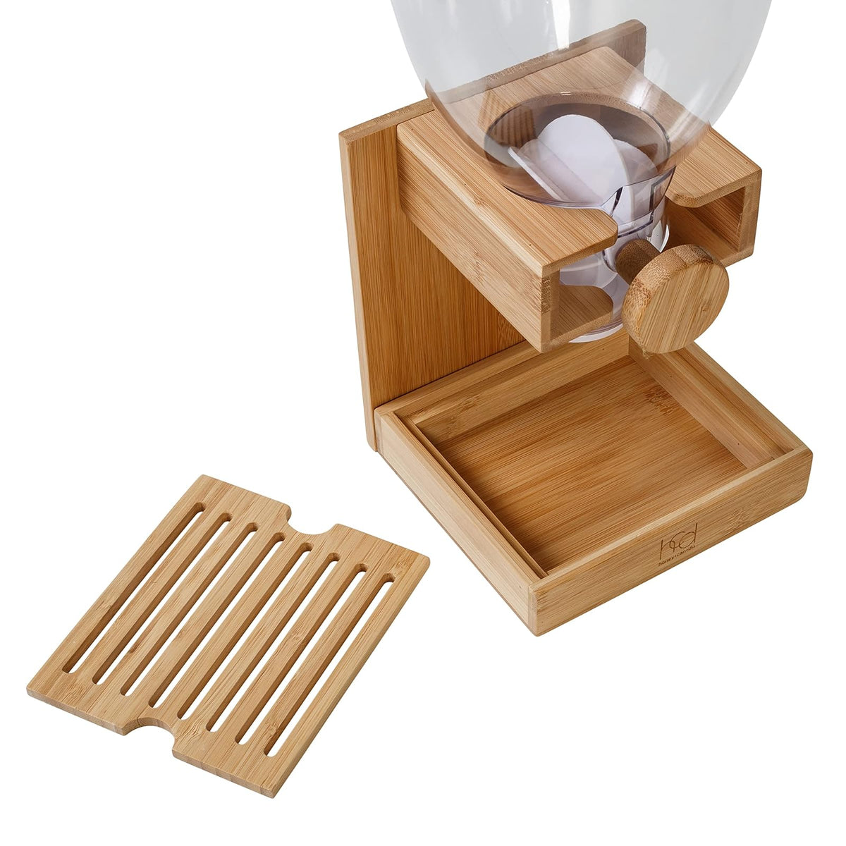 Honey-Can-Do - Dispensador compacto de alimentos secos, control único y contenedor de almacenamiento de aperitivos para encimera o despensa, bambú