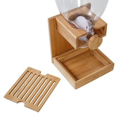 Honey-Can-Do - Dispensador compacto de alimentos secos, control único y contenedor de almacenamiento de aperitivos para encimera o despensa, bambú