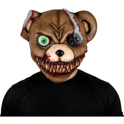 REV Máscara Completa de Látex Creepy Bad Bear, Máscara de Oso Terrorífico Talla Mediana para Disfraz de Halloween, Fiestas y Cosplay de Horror