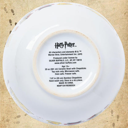 Silver Buffalo Harry Potter Hogwarts Destination - tazón de cerámica de ramen de 20 onzas con palillos y cuchara